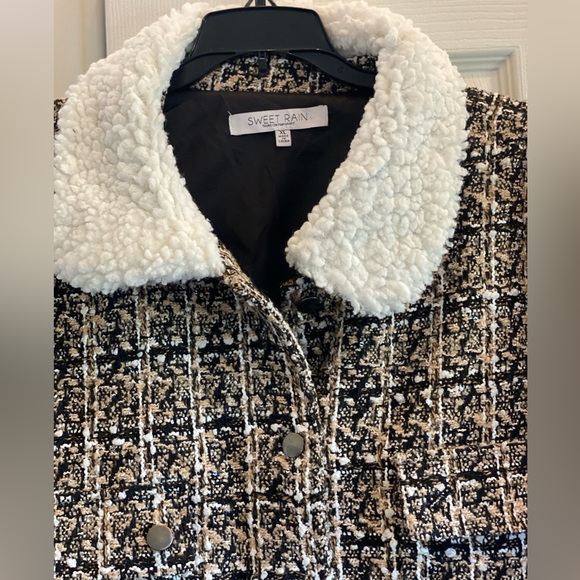 NWT 🖤🌟SWEET RAIN CONTEMPORARY BLACK/WHITE TWEED BOMBER JACKET -SIZE XL - Picture 11 of 11